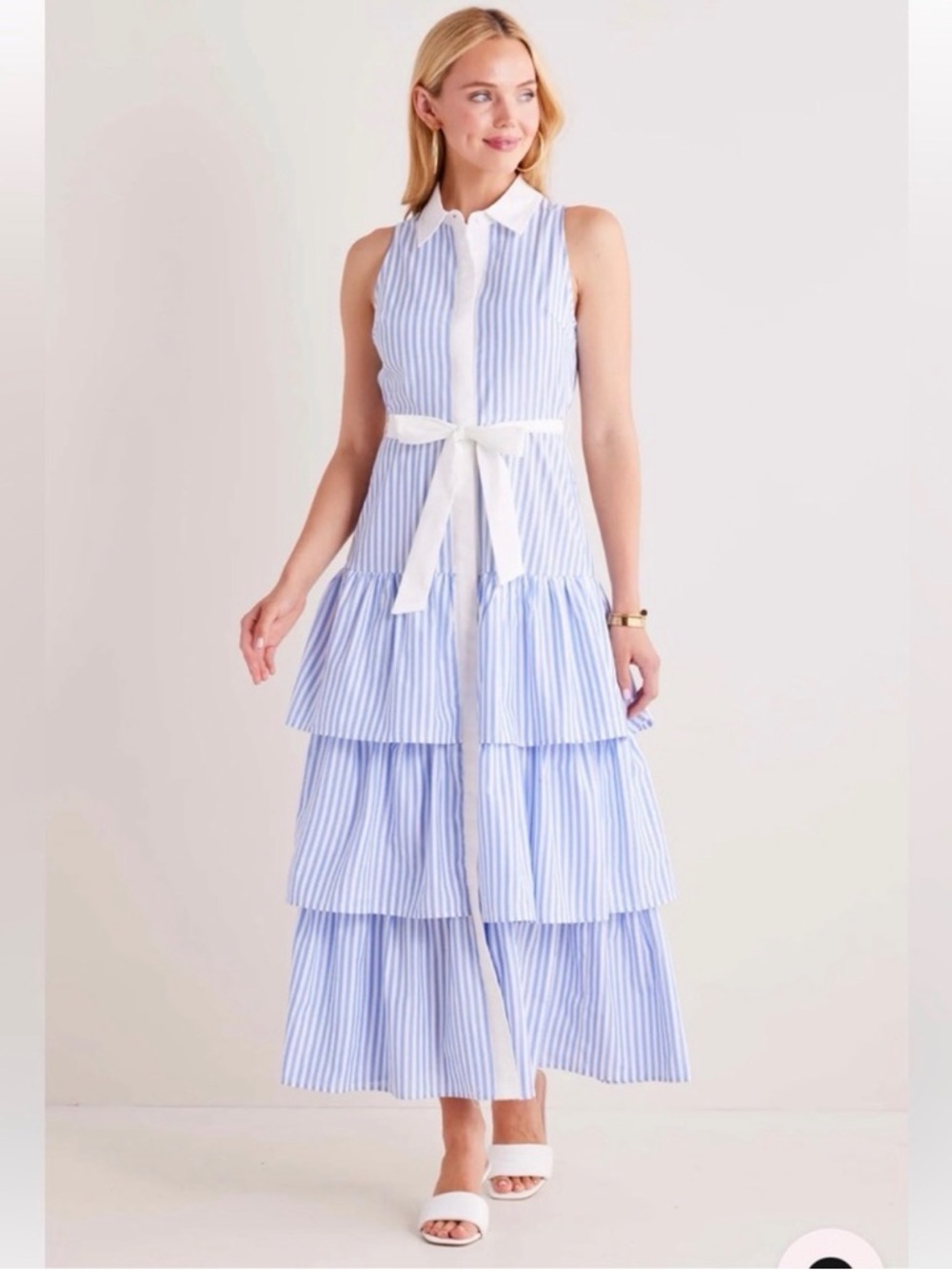 Lulu's Blue and White Striped Tiered Maxi Dress